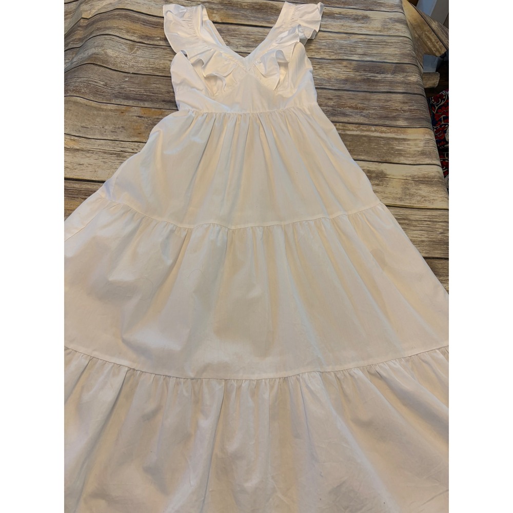 Francescas NWT Small White Ruffle Tiered Midi Dress Cottagecore Feminine  Girly - Picture 2 of 8